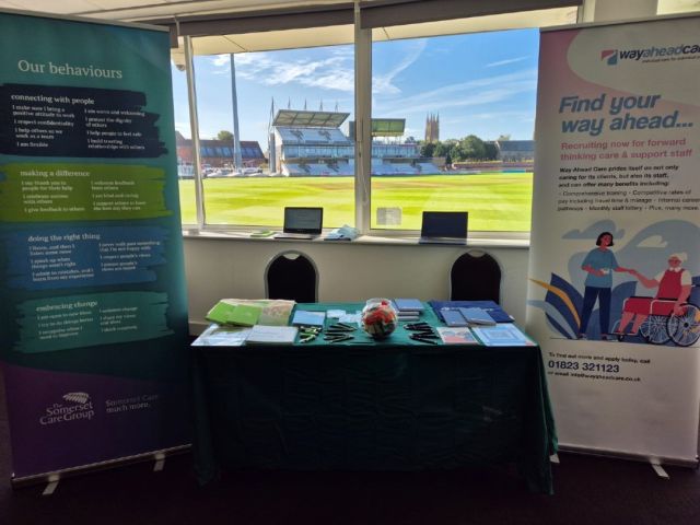 Our Recruitment Team is at the Taunton Jobs Fair today, representing Somerset Care and Way Ahead Care, and are available to answer all your career-related queries at the Somerset County Cricket Club. 

We're here until 3pm today!

#SomersetJobs #Career #JobsFair #Recruitment #CareJobs